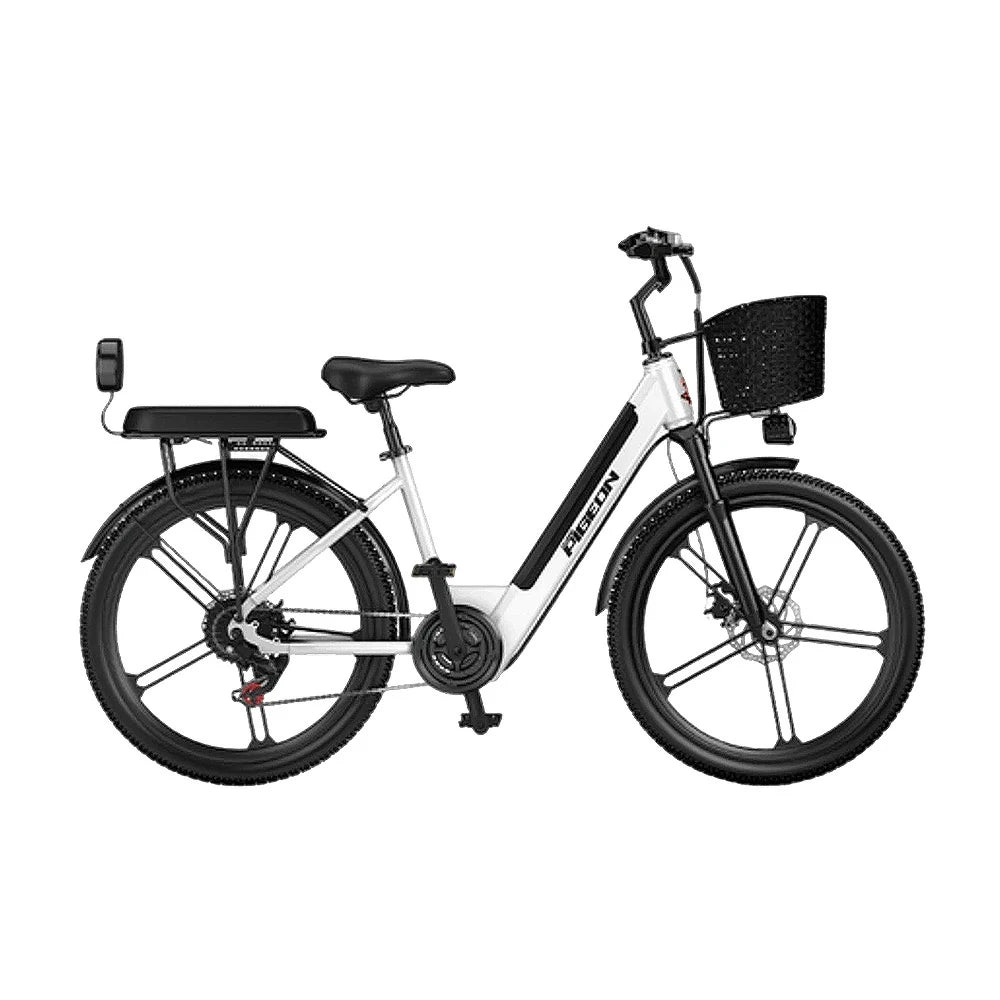 VOLTUS Folding Electric Bike 400W Motor Carbon Alloy Frame Shimano 7-Speed 24-Inch Magnesium Alloy Integrated Wheels with Energy Recovery System - White