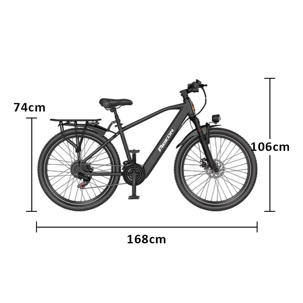 VOLTUS Electric Bike 400W Motor Carbon Alloy Frame Shimano 21-Speed 26-Inch Spoked Wheels with Dual Suspension - Black