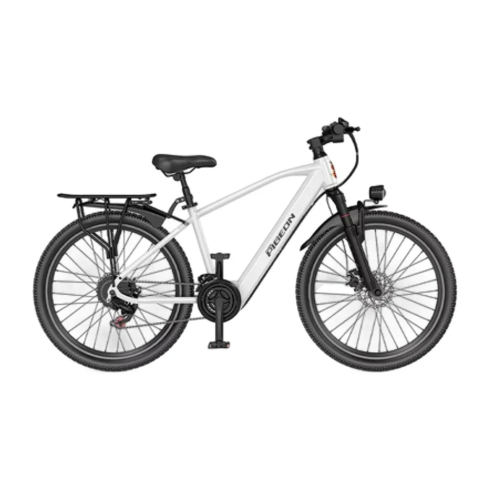VOLTUS Electric Bike 400W Motor Carbon Alloy Frame Shimano 21-Speed 26-Inch Spoked Wheels with Dual Suspension - White