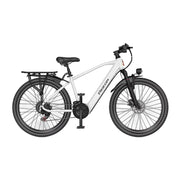 VOLTUS Electric Bike 400W Motor Carbon Alloy Frame Shimano 21-Speed 26-Inch Spoked Wheels with Dual Suspension - White
