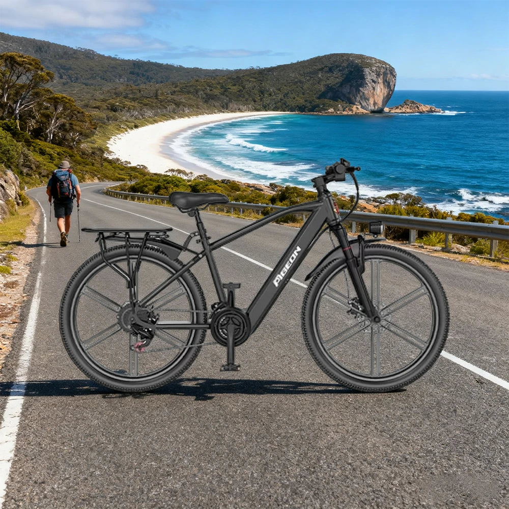 VOLTUS Electric Bike 400W Motor Carbon Alloy Frame Shimano 21-Speed 26-Inch Magnesium Alloy Integrated Wheels with Dual Suspension - Black