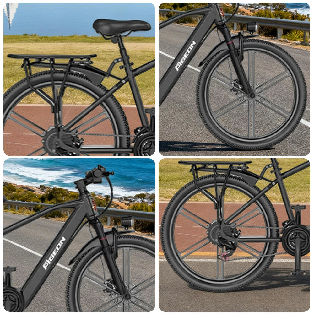 VOLTUS Electric Bike 400W Motor Carbon Alloy Frame Shimano 21-Speed 26-Inch Magnesium Alloy Integrated Wheels with Dual Suspension - Black