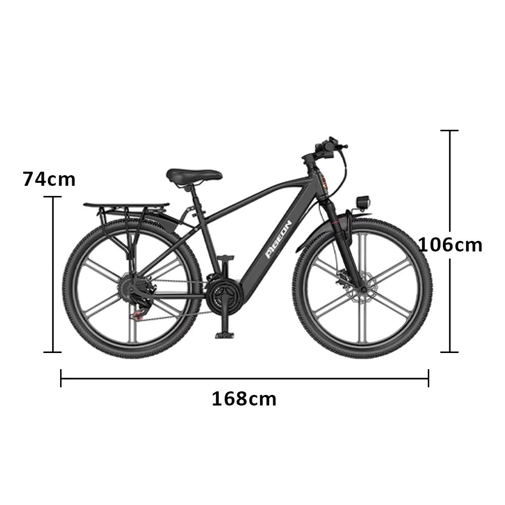 VOLTUS Electric Bike 400W Motor Carbon Alloy Frame Shimano 21-Speed 26-Inch Magnesium Alloy Integrated Wheels with Dual Suspension - Black