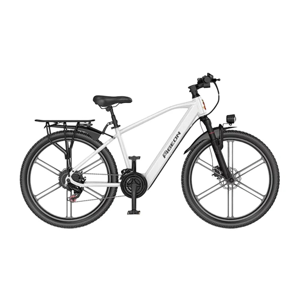 VOLTUS Electric Bike 400W Motor Carbon Alloy Frame Shimano 21-Speed 26-Inch Magnesium Alloy Integrated Wheels with Dual Suspension - White