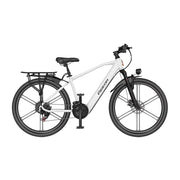 VOLTUS Electric Bike 400W Motor Carbon Alloy Frame Shimano 21-Speed 26-Inch Magnesium Alloy Integrated Wheels with Dual Suspension - White