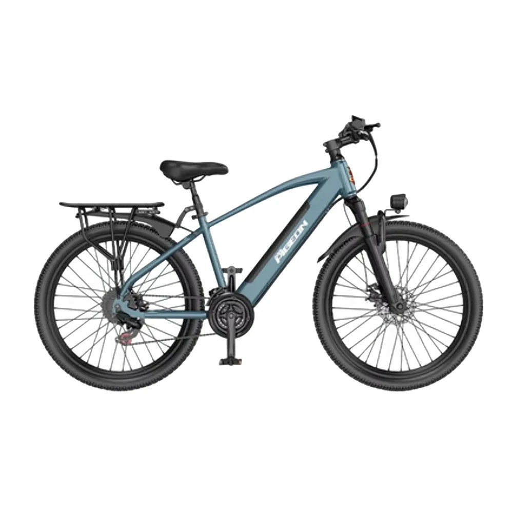 VOLTUS Electric Bike Carbon Alloy Frame Shimano 7-Speed 26-Inch Spoked Wheels with Dual Suspension and Removable Lithium Battery - Blue