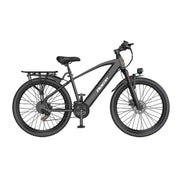 VOLTUS Electric Bike Carbon Alloy Frame Shimano 7-Speed 26-Inch Spoked Wheels with Dual Suspension and Removable Lithium Battery - Black