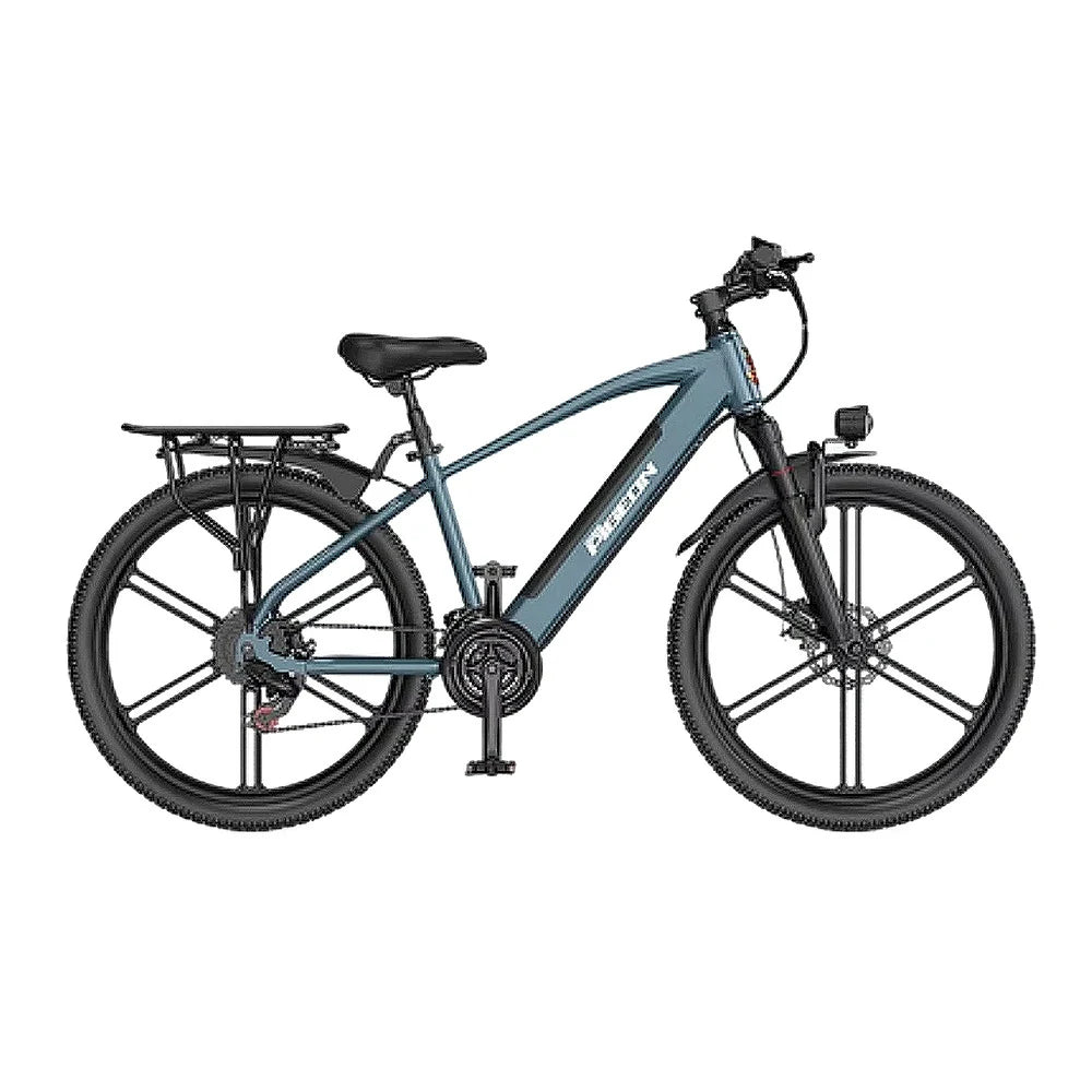 VOLTUS Electric Bike Carbon Alloy Frame Shimano 7-Speed 26-Inch Magnesium Alloy Integrated Wheels with Dual Suspension and Removable Lithium Battery - Blue
