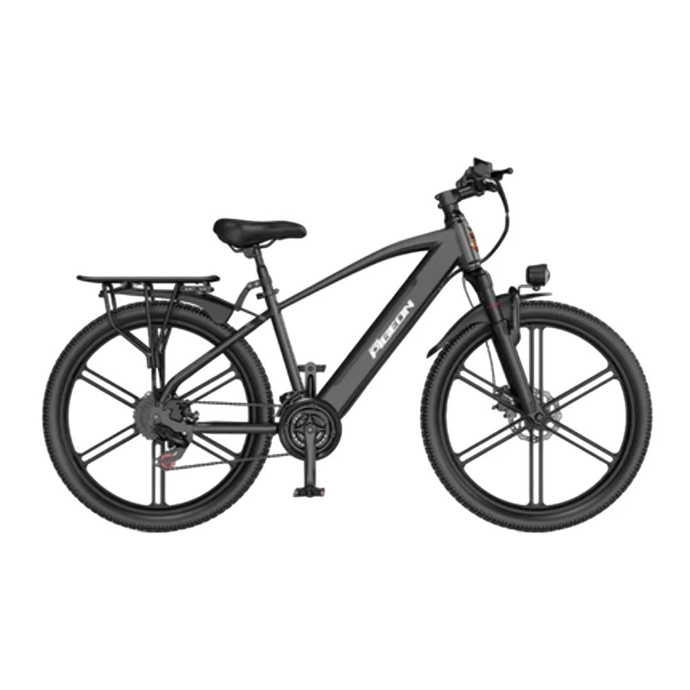 VOLTUS Electric Bike Carbon Alloy Frame Shimano 7-Speed 26-Inch Magnesium Alloy Integrated Wheels with Dual Suspension and Removable Lithium Battery - Black
