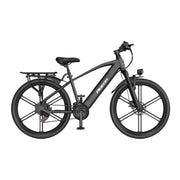 VOLTUS Electric Bike Carbon Alloy Frame Shimano 7-Speed 26-Inch Magnesium Alloy Integrated Wheels with Dual Suspension and Removable Lithium Battery - Black