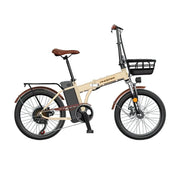 VOLTUS Electric Bike 48V 15/20AH Lithium Battery, High-Torque Motor, Dual Disc Brakes, Carbon Steel Frame, Quick-Fold Design, 20-Inch Spoke Wheels - Beige