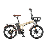 VOLTUS Electric Bike 48V 15/20AH Lithium Battery, High-Torque Motor, Dual Disc Brakes, Carbon Steel Frame, Quick-Fold Design, 20-Inch Integrated Wheels - Beige