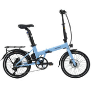 VOLTUS Electric Bike 36V 8/12AH 350W Motor, Shimano 7-Speed, High-Carbon Steel Frame, Removable Battery, LED Light, Foldable, 20-Inch Wheels - Blue