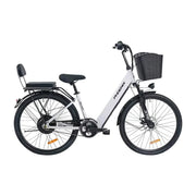 VOLTUS Electric Bike 36V 15/20AH Motor, Single-Speed, High-Carbon Steel Frame, Lithium Battery, Disc Brakes, 26-Inch Wheels - White