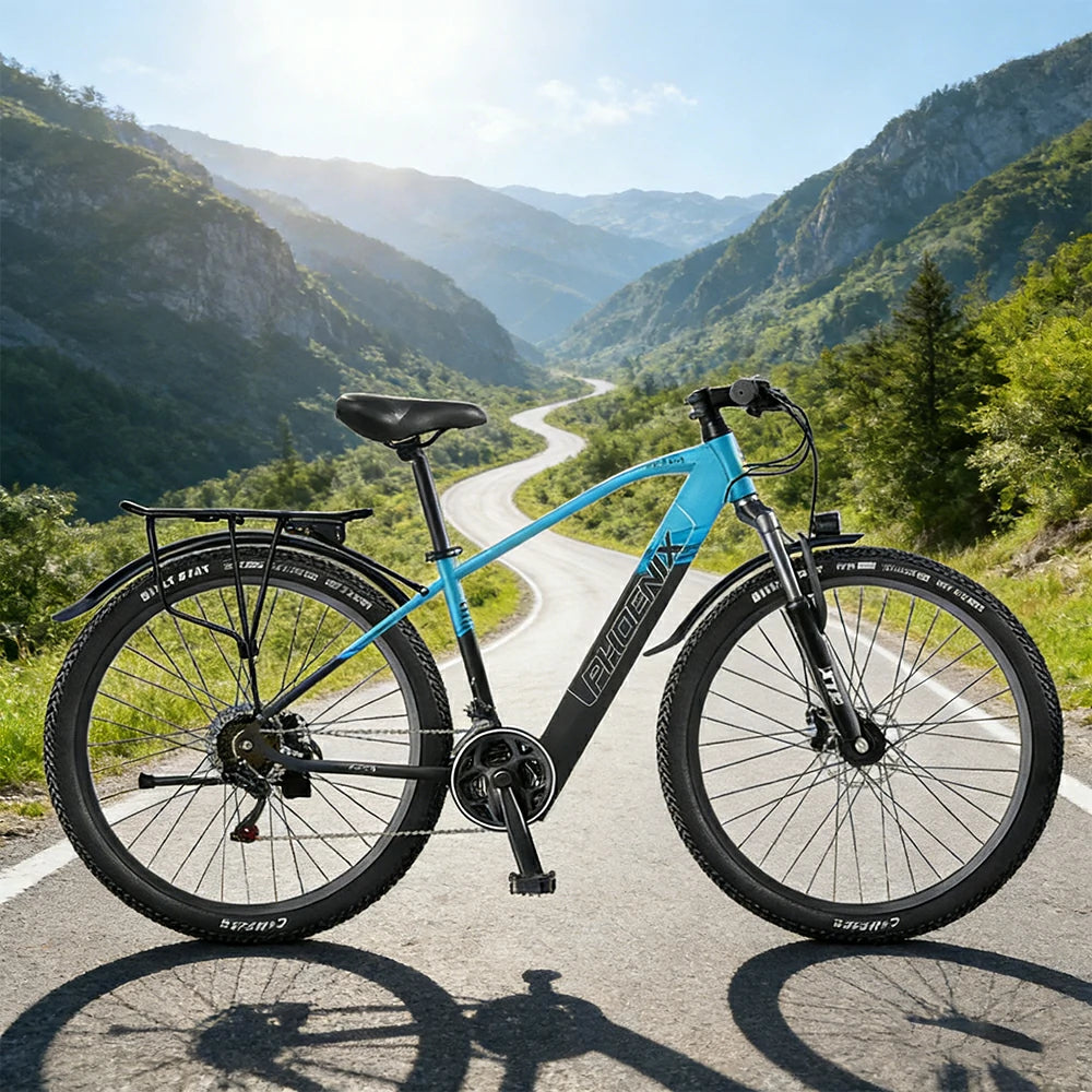 VOLTUS 26-Inch Electric Bike, 48V400W Motor, 21-Speed Gears, High Carbon Steel Frame, Spoked Wheels, Hidden Waterproof Battery - Blue