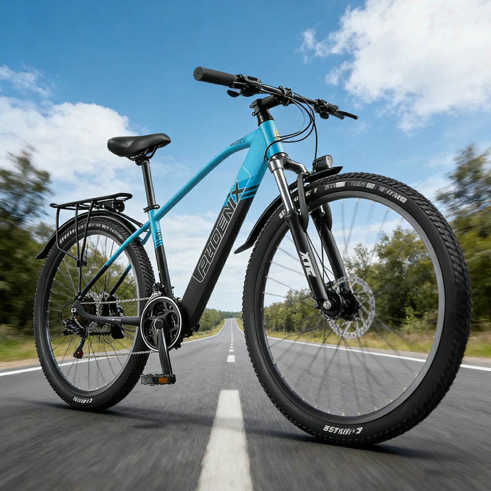 VOLTUS 26-Inch Electric Bike, 48V400W Motor, 21-Speed Gears, High Carbon Steel Frame, Spoked Wheels, Hidden Waterproof Battery - Blue