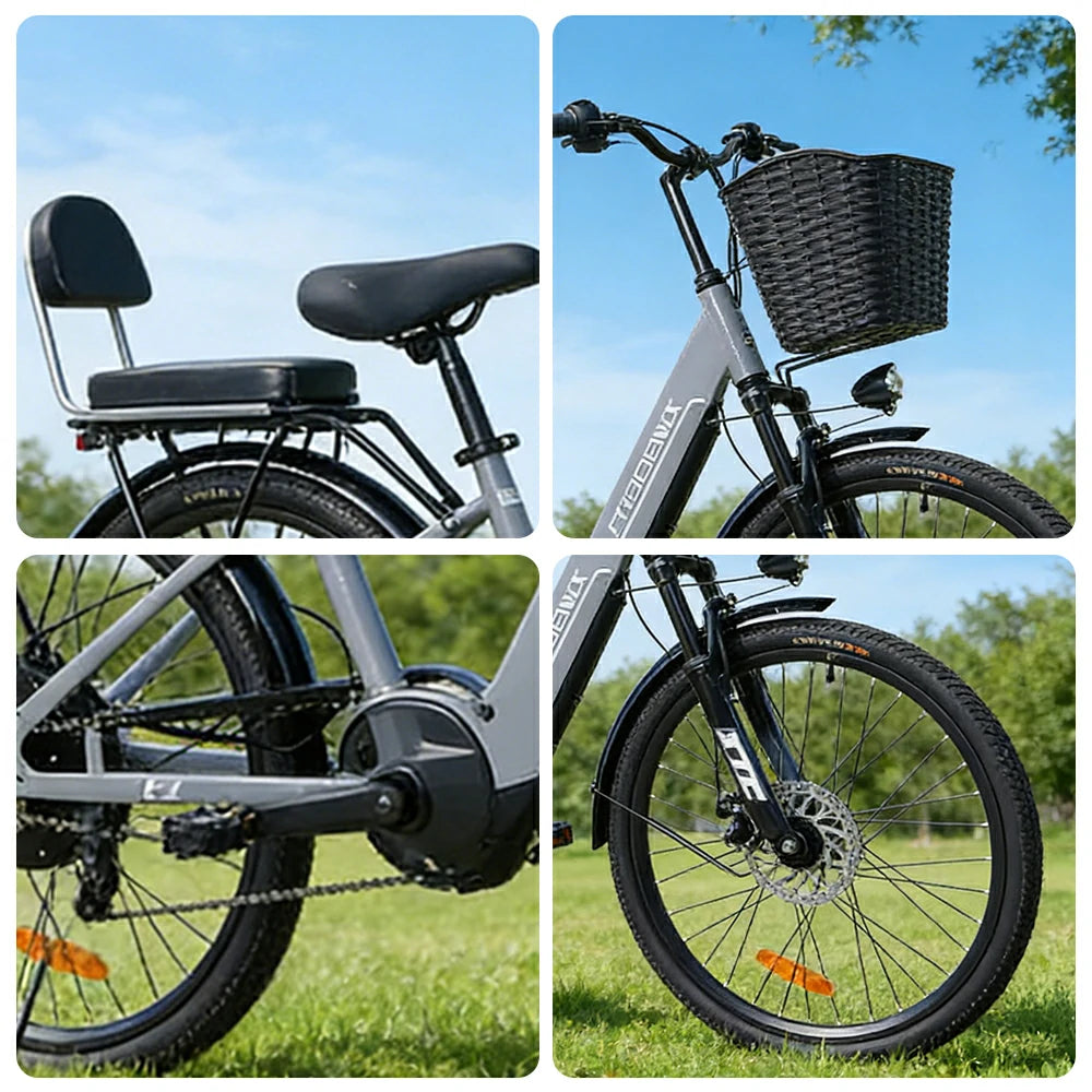 VOLTUS 26-Inch Electric Bike, 48V400W Motor, 21-Speed Gears, High Carbon Steel Frame, Spoked Wheels, Hidden Waterproof Battery - Blue