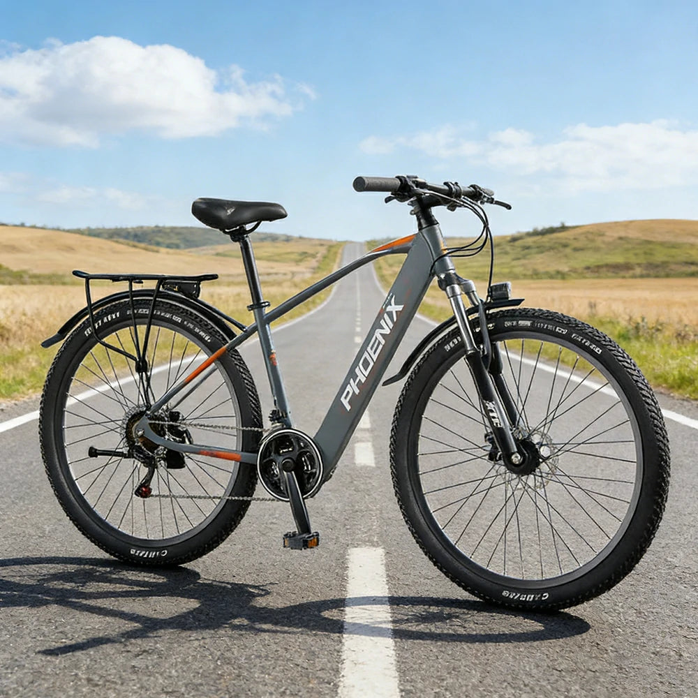 VOLTUS 26-Inch Electric Bike, 48V400W Motor, 21-Speed Gears, High Carbon Steel Frame, Spoked Wheels, Hidden Waterproof Battery - Grey