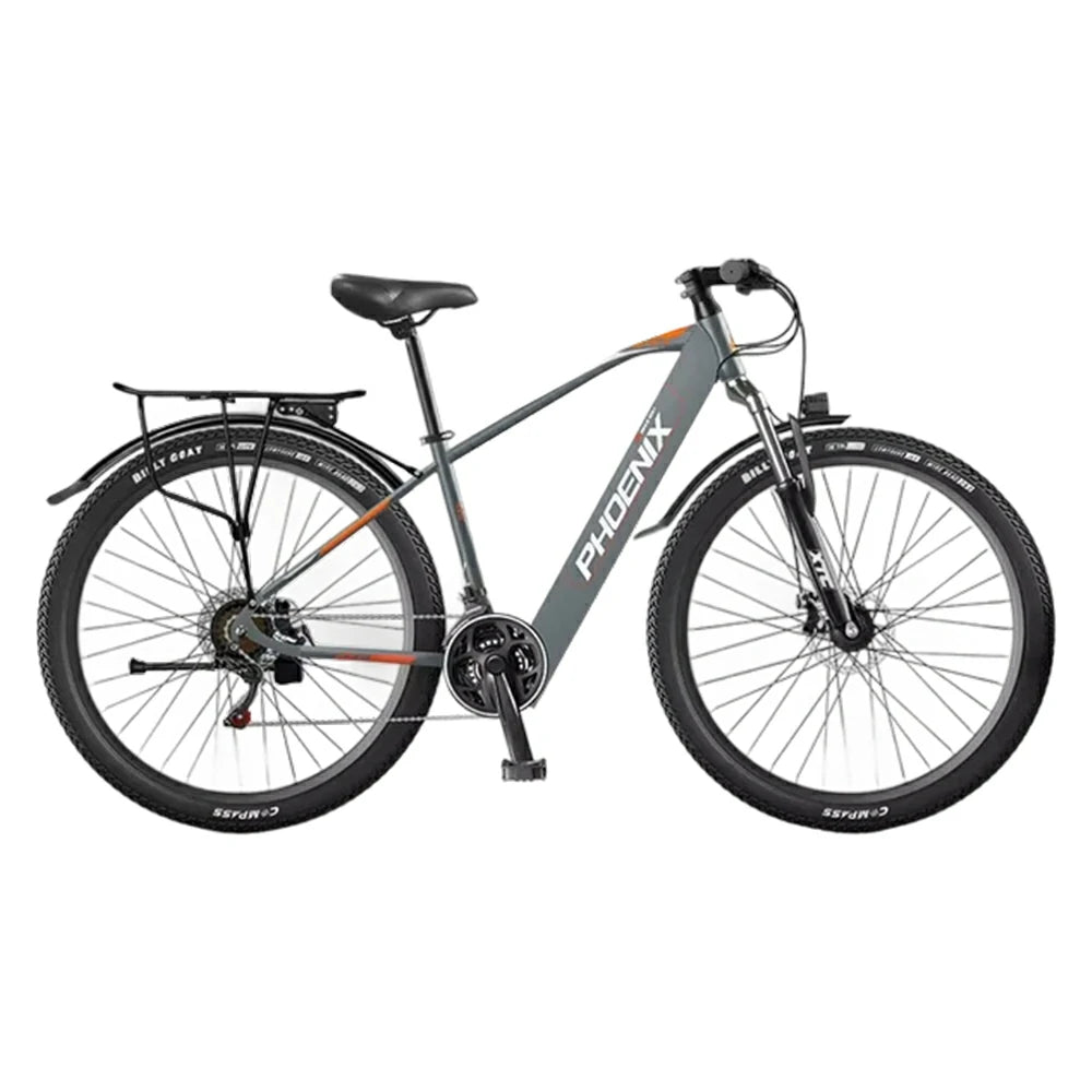 VOLTUS 26-Inch Electric Bike, 48V400W Motor, 21-Speed Gears, High Carbon Steel Frame, Spoked Wheels, Hidden Waterproof Battery - Grey