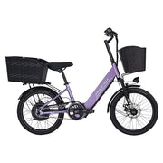 VOLTUS 20-Inch Electric Bike, 350W Rear Motor, Dual Disc Brakes, High Carbon Steel Frame, Spoked Wheels, Hidden Waterproof Battery with Rear Rack - Purple