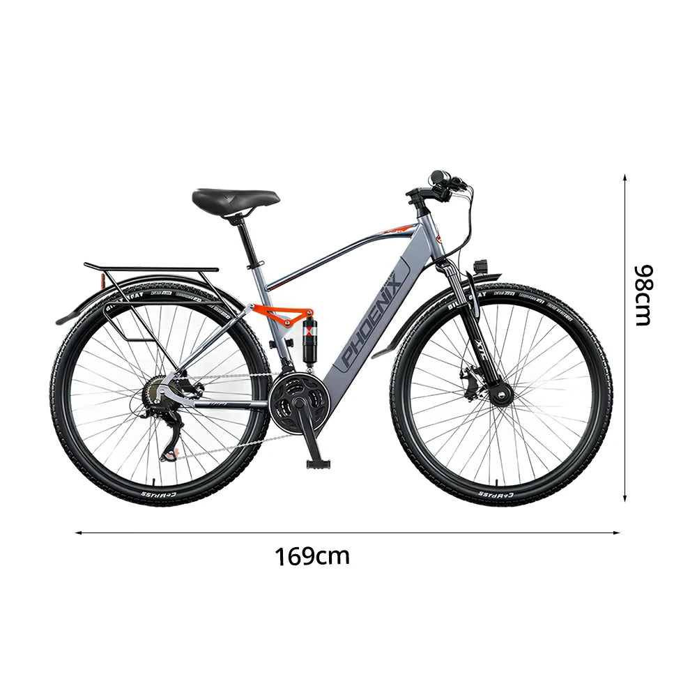 VOLTUS 26-Inch Electric Bike, 48V400W Motor, 21-Speed Gears, High Carbon Steel Frame, Dual Suspension, Hidden Waterproof Battery, Spoked Wheels