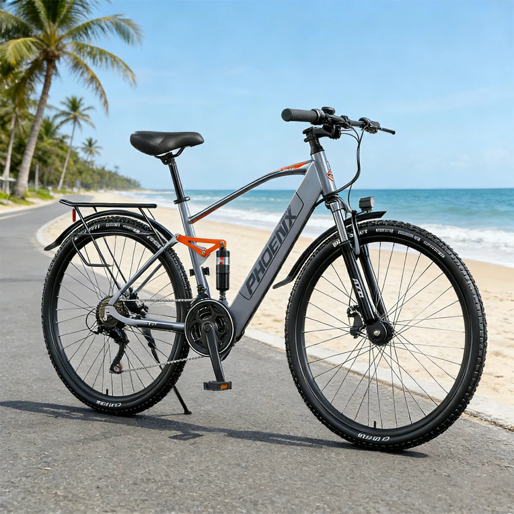 VOLTUS 26-Inch Electric Bike, 48V400W Motor, 21-Speed Gears, High Carbon Steel Frame, Dual Suspension, Hidden Waterproof Battery, Spoked Wheels
