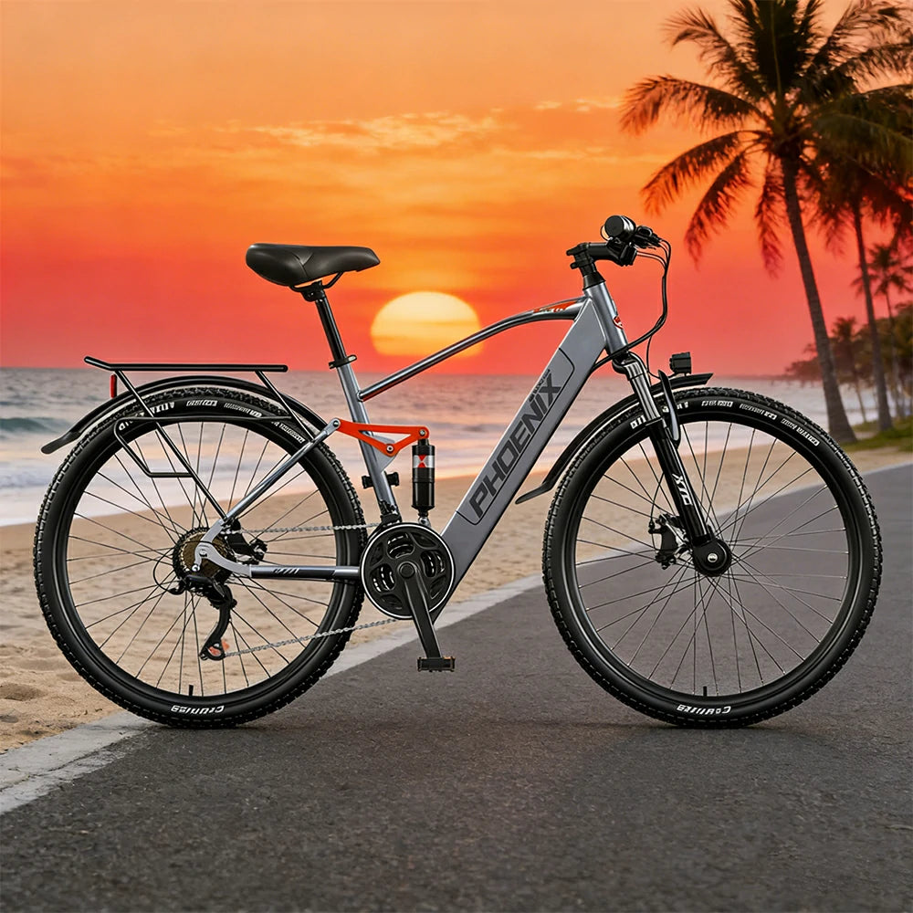 VOLTUS 26-Inch Electric Bike, 48V400W Motor, 21-Speed Gears, High Carbon Steel Frame, Dual Suspension, Hidden Waterproof Battery, Spoked Wheels