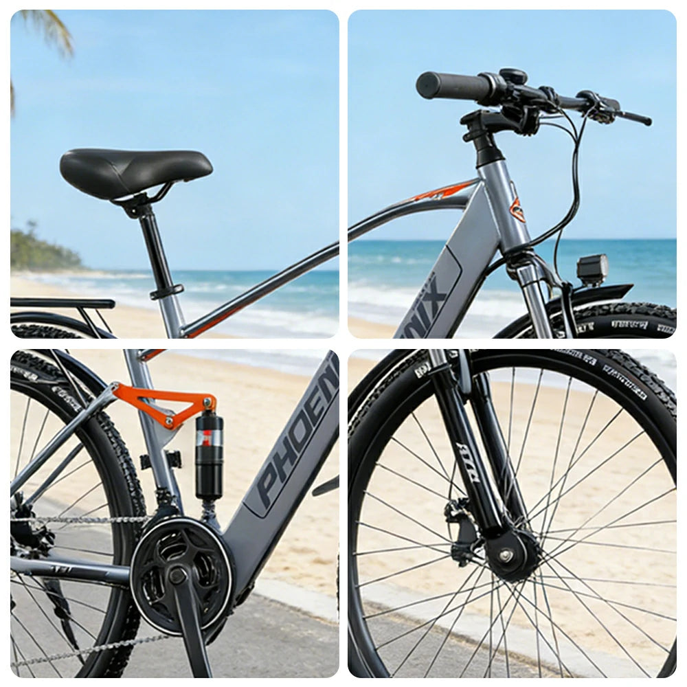 VOLTUS 26-Inch Electric Bike, 48V400W Motor, 21-Speed Gears, High Carbon Steel Frame, Dual Suspension, Hidden Waterproof Battery, Spoked Wheels