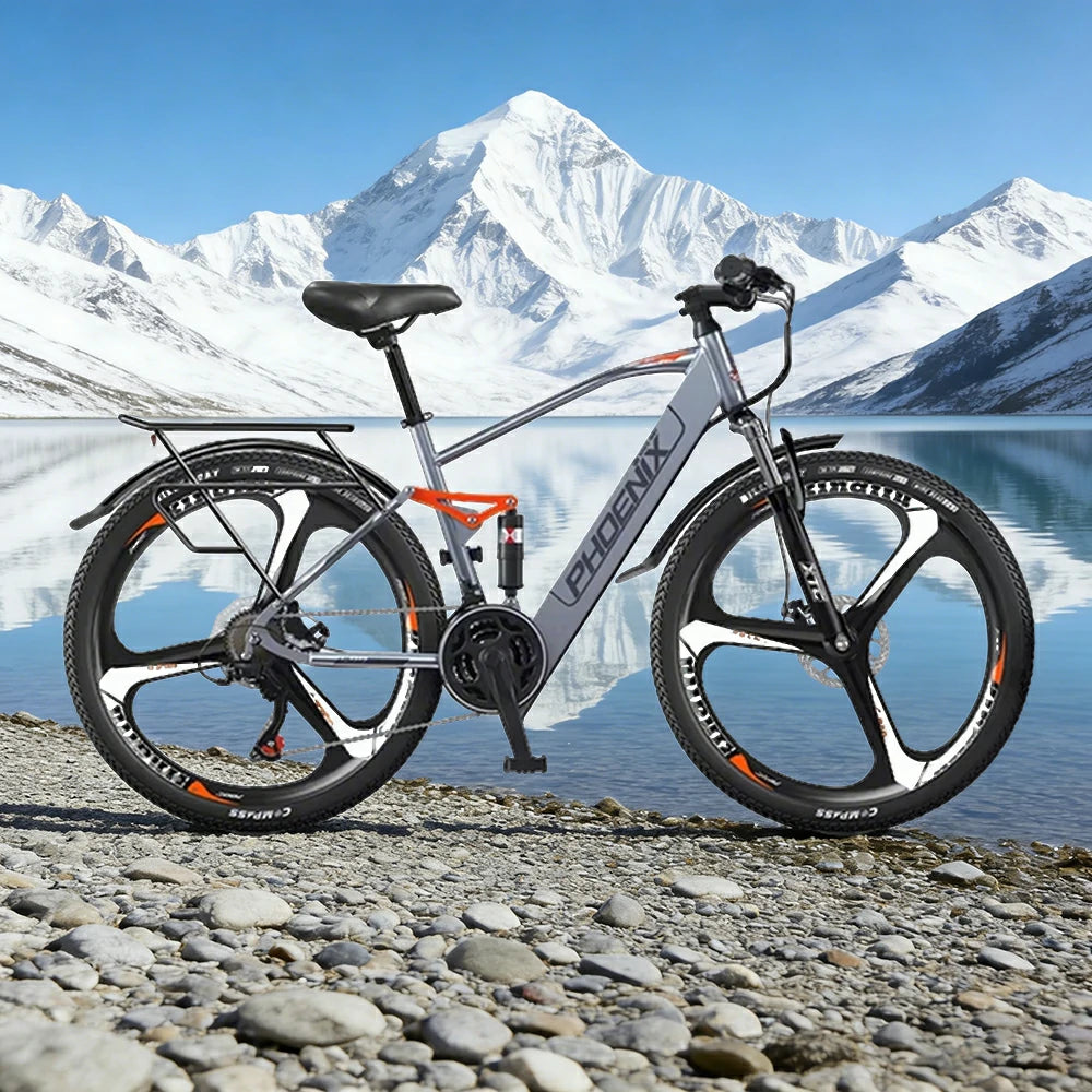 VOLTUS 26-Inch Electric Bike, 48V400W Motor, 21-Speed Gears, High Carbon Steel Frame, Dual Suspension, Hidden Waterproof Battery, One-Piece Wheels