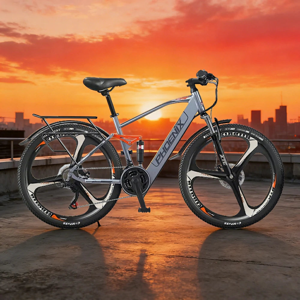 VOLTUS 26-Inch Electric Bike, 48V400W Motor, 21-Speed Gears, High Carbon Steel Frame, Dual Suspension, Hidden Waterproof Battery, One-Piece Wheels