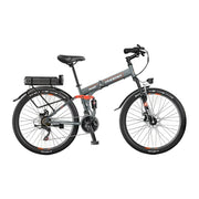 VOLTUS 26-Inch Folding Electric Bike, 48V400W Motor, 21-Speed Gears, High Carbon Steel Frame, Rear Rack Battery, Dual Suspension, Spoked Wheels