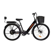 VOLTUS 26-Inch Electric Bike, 36V350W Motor, Dual Disc Brakes, High Carbon Steel Frame, Large Front Basket - Black