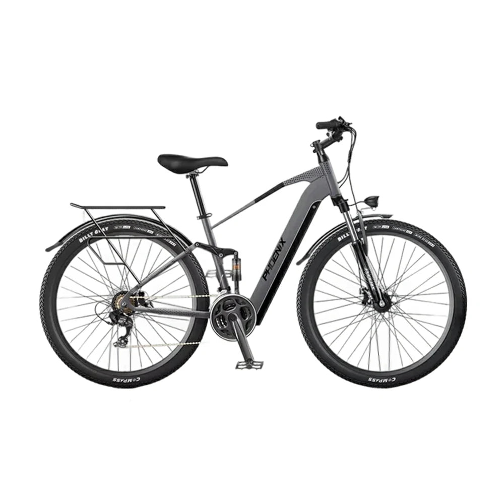 VOLTUS 26-Inch Electric Bike, 48V400W Motor, Shimano 21-Speed Gears, Aluminium Alloy Frame, Smart LCD Display, Dual Suspension, Spoked Wheels - Grey