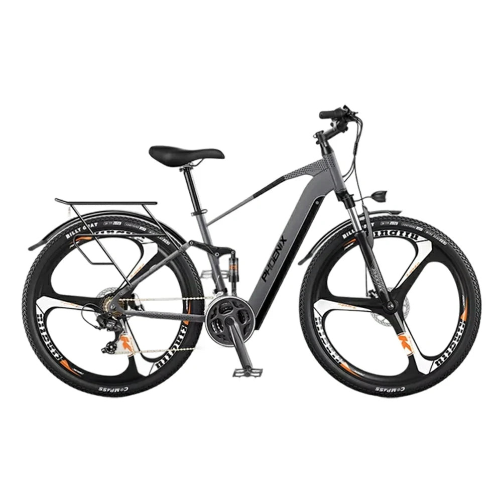 VOLTUS 26-Inch Electric Bike, 48V400W Motor, Shimano 21-Speed Gears, Aluminium Alloy Frame, Smart LCD Display, Dual Suspension, Three-Spoke Wheels - Grey