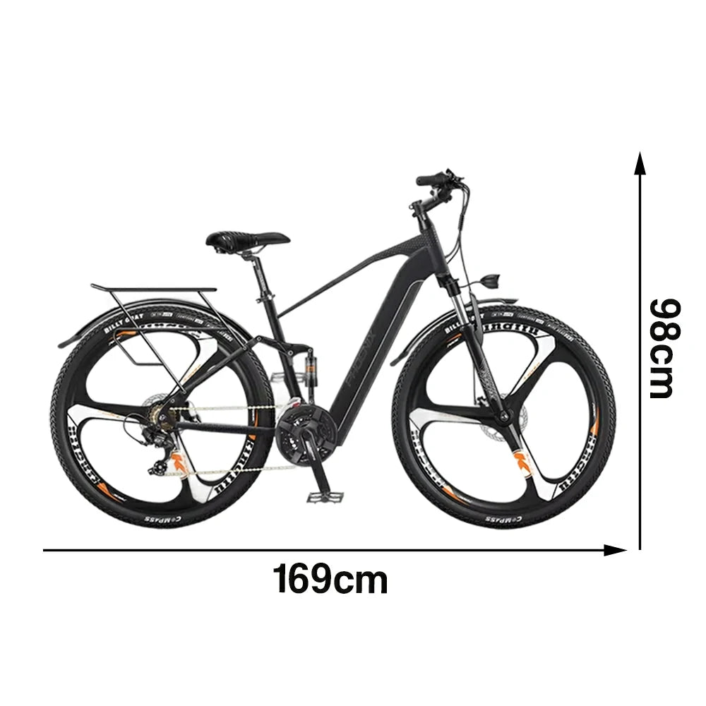 VOLTUS 26-Inch Electric Bike, 48V400W Motor, Shimano 21-Speed Gears, Aluminium Alloy Frame, Smart LCD Display, Dual Suspension, Three-Spoke Wheels - Black