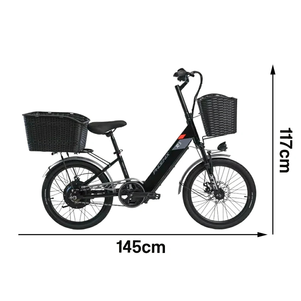 VOLTUS 20-Inch Electric Bike, 36V350W Brushless Motor, Dual Disc Brakes, High Carbon Steel Frame, Hidden Waterproof Battery - Black