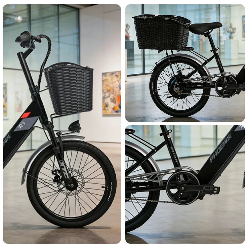 VOLTUS 20-Inch Electric Bike, 36V350W Brushless Motor, Dual Disc Brakes, High Carbon Steel Frame, Hidden Waterproof Battery - Black