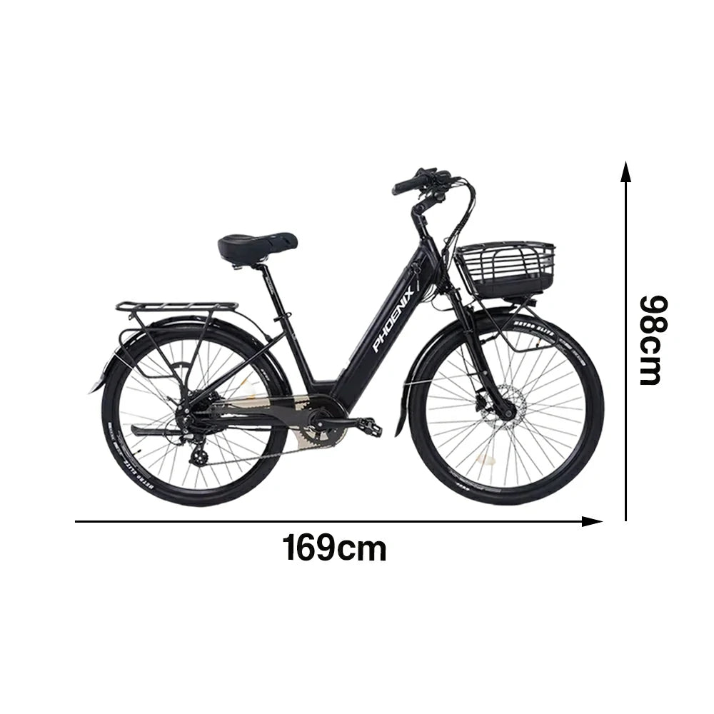VOLTUS 26-Inch Electric Bike, 48V400W Rear Motor, 5-Level Assist, Shimano 7-Speed Gears, Aluminium Alloy Frame, Removable Battery - Black
