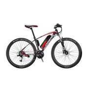 VOLTUS 26-Inch Electric Mountain Bike, 350W Brushless Motor, 21-Speed Gears, Aluminium Alloy Frame, Removable Battery, Spoked Wheels - Black&Red