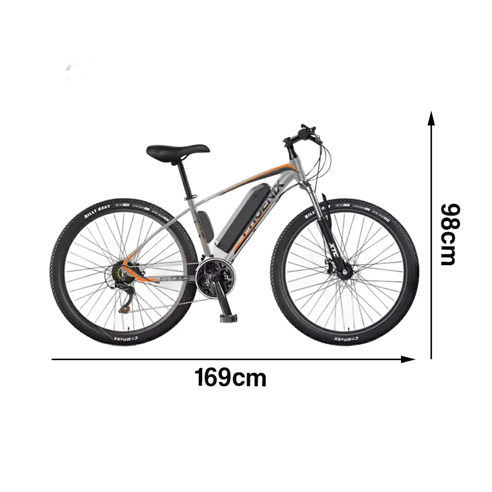 VOLTUS 26-Inch Electric Mountain Bike, 350W Brushless Motor, 21-Speed Gears, Aluminium Alloy Frame, Removable Battery, Spoked Wheels - Grey