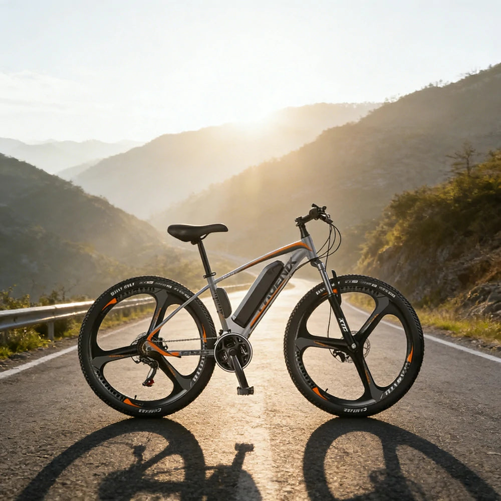 VOLTUS 26-Inch Electric Mountain Bike, 350W Brushless Motor, 21-Speed Gears, Aluminium Alloy Frame, Removable Battery, One-Piece Wheels - Grey