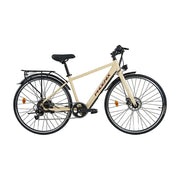 VOLTUS 700C Electric Road Bike, 36V350W Brushless Motor, Shimano 7-Speed Gears, High Carbon Steel Frame, Urban Commuter Design - Beige