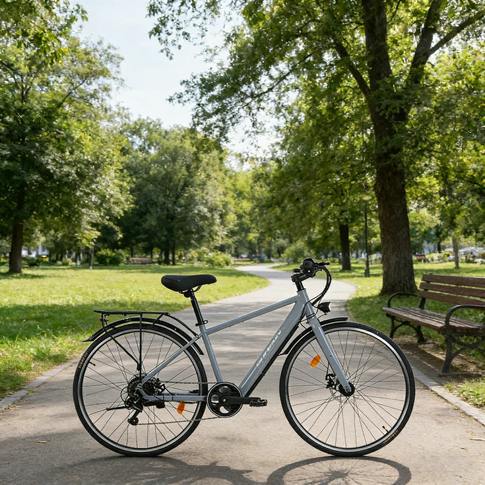 VOLTUS 700C Electric Road Bike, 36V350W Brushless Motor, Shimano 7-Speed Gears, High Carbon Steel Frame, Urban Commuter Design - Silver