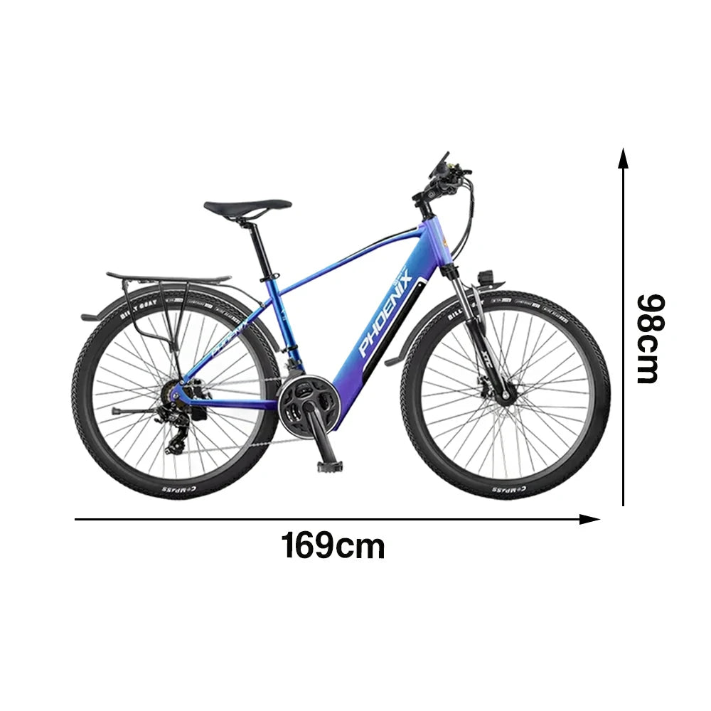 VOLTUS 26-Inch Electric Bike, 48V400W Brushless Motor, 21-Speed Gears, Aluminium Alloy Frame, Hidden Waterproof Battery, Spoked Wheels - Blue&Purple