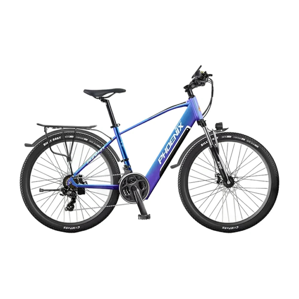 VOLTUS 26-Inch Electric Bike, 48V400W Brushless Motor, 21-Speed Gears, Aluminium Alloy Frame, Hidden Waterproof Battery, Spoked Wheels - Blue&Purple