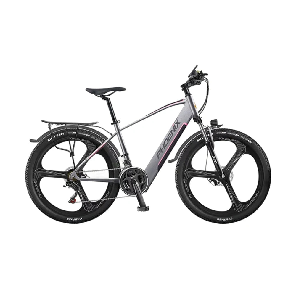 VOLTUS 26-Inch Electric Bike, 48V400W Brushless Motor, 21-Speed Gears, Aluminium Alloy Frame, Hidden Waterproof Battery, One-Piece Wheels - Silver