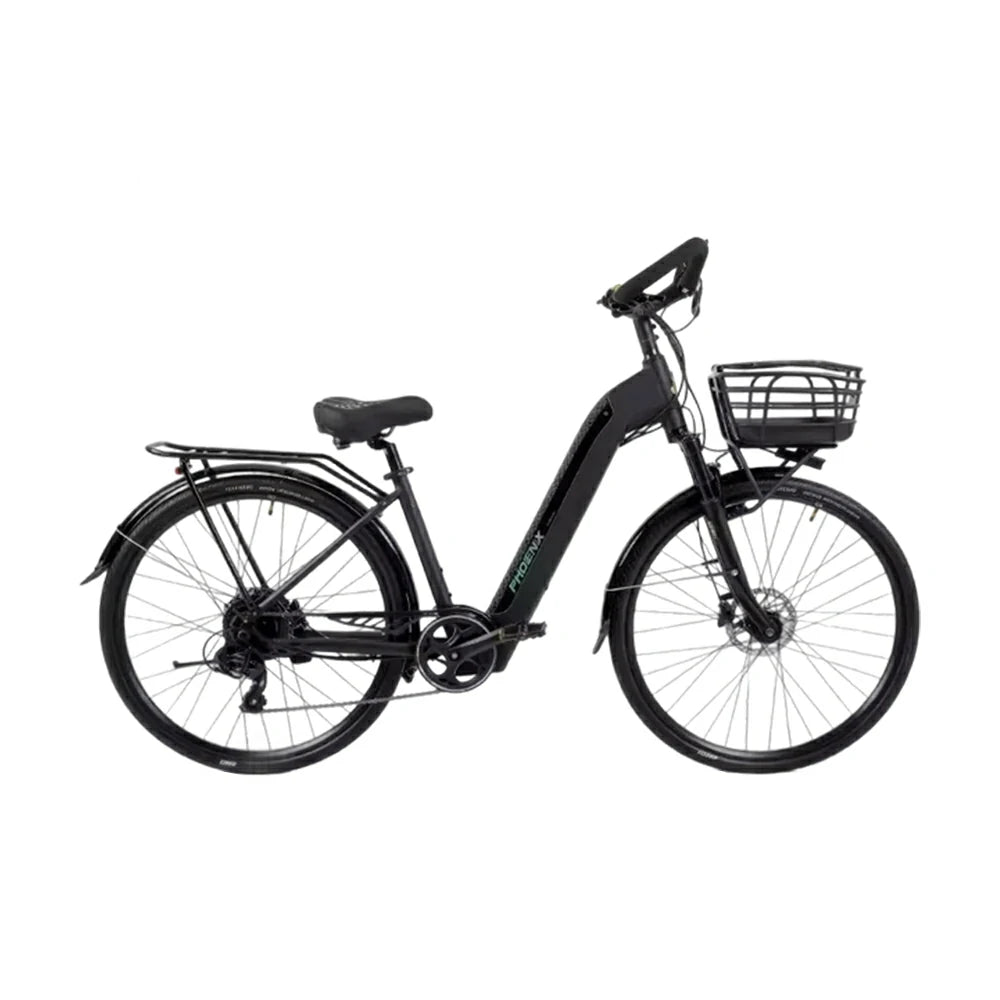 VOLTUS 700C Electric Road Bike, 48V400W Brushless Motor, Shimano 7-Speed Gears, Aluminium Alloy Frame, Hidden Battery, Spoked Wheels - Black