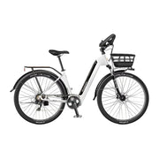 VOLTUS 700C Electric Road Bike, 48V400W Brushless Motor, Shimano 7-Speed Gears, Aluminium Alloy Frame, Hidden Battery, Spoked Wheels - Black&White