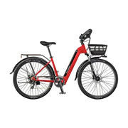 VOLTUS 700C Electric Road Bike, 48V400W Brushless Motor, Shimano 7-Speed Gears, Aluminium Alloy Frame, Hidden Battery, Spoked Wheels - Black&Red