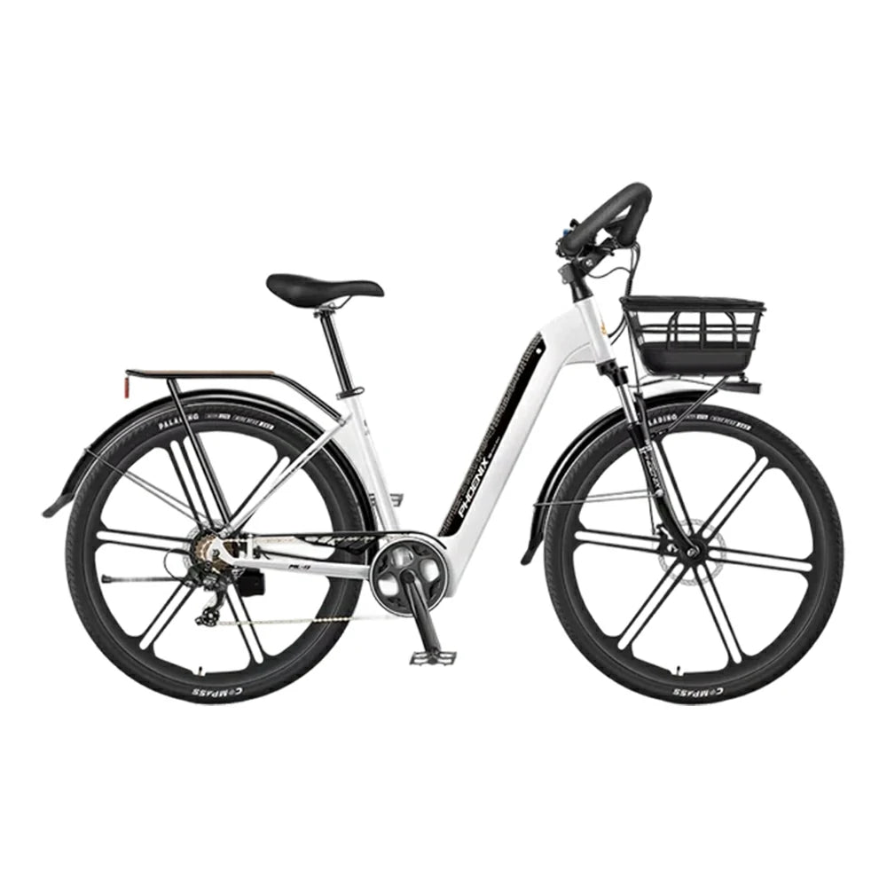 VOLTUS 700C Electric Road Bike, 48V400W Brushless Motor, Shimano 7-Speed Gears, Aluminium Alloy Frame, Hidden Battery, 12-Spoke Wheels - Black&White